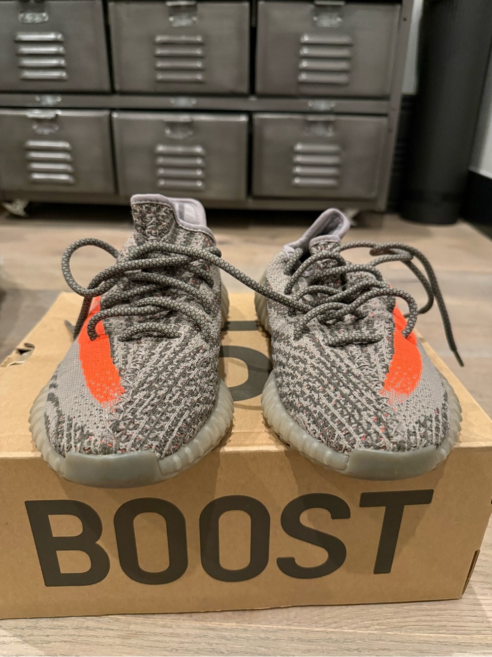 Yeezy Boost 350 V2 Grey with Orange Stripe